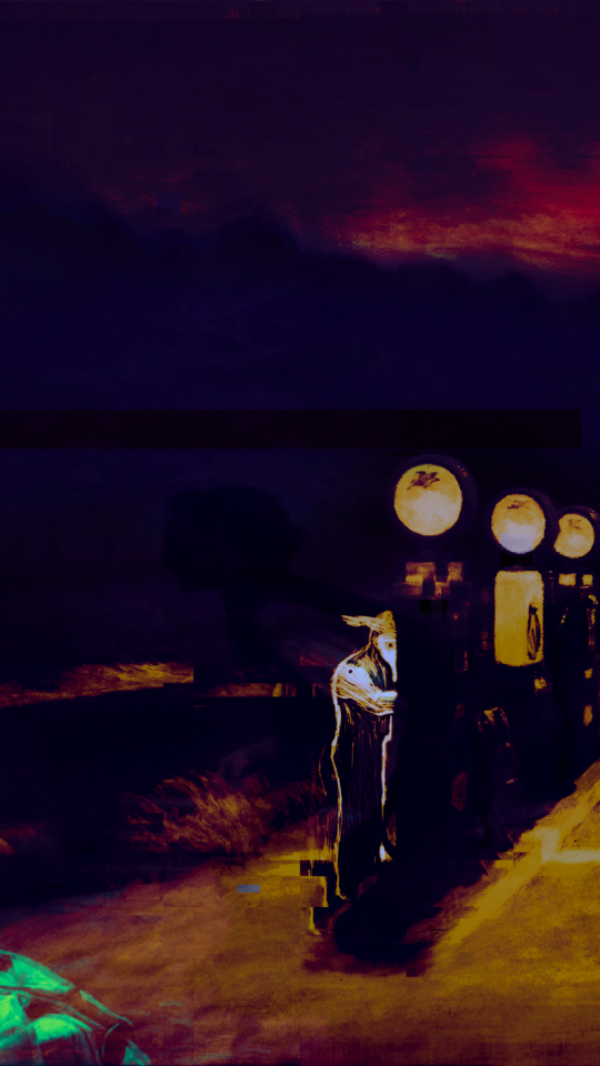 the loneliness of deserts and gas stations--a plague doctor attends no one in a storm